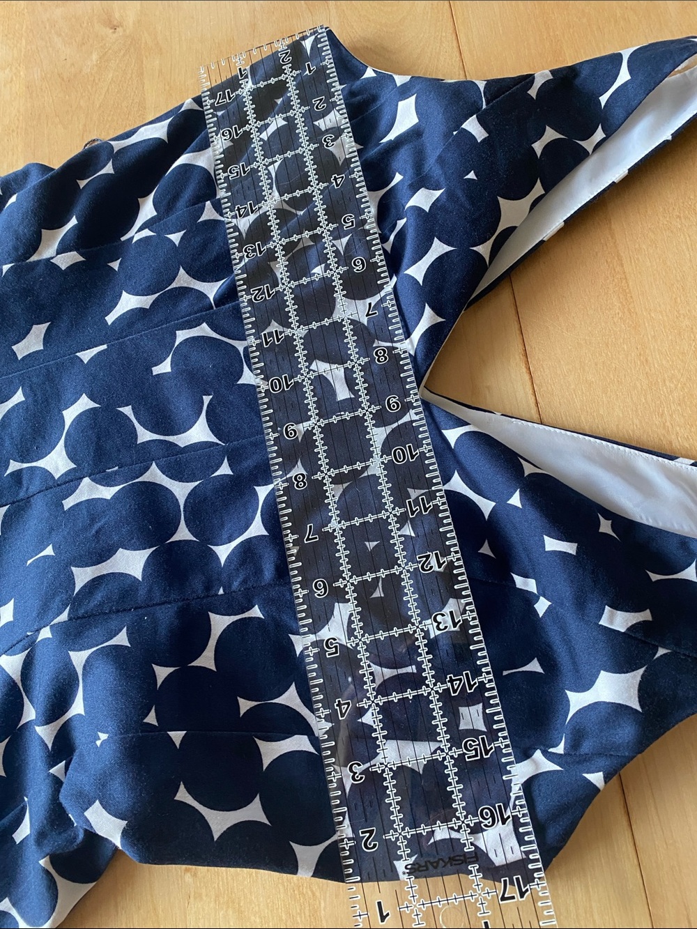 Nine West Navy and White Polka Dot V-Neck Fit-and-Flare Midi Dress - Picture 7 of 8